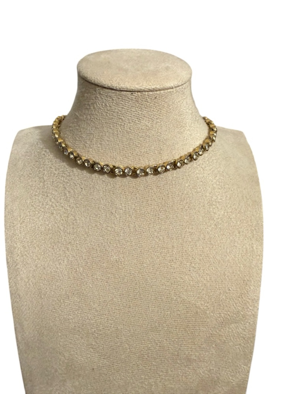 Gold Toned Crystal Tennis Necklace with clear crystals - Picture 7 of 7